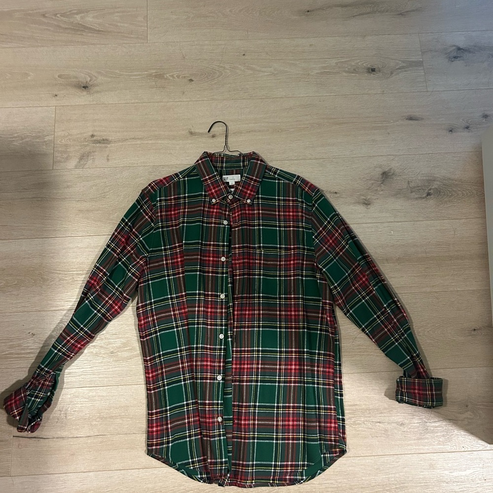 Green and Red Plaid Men's Shirt